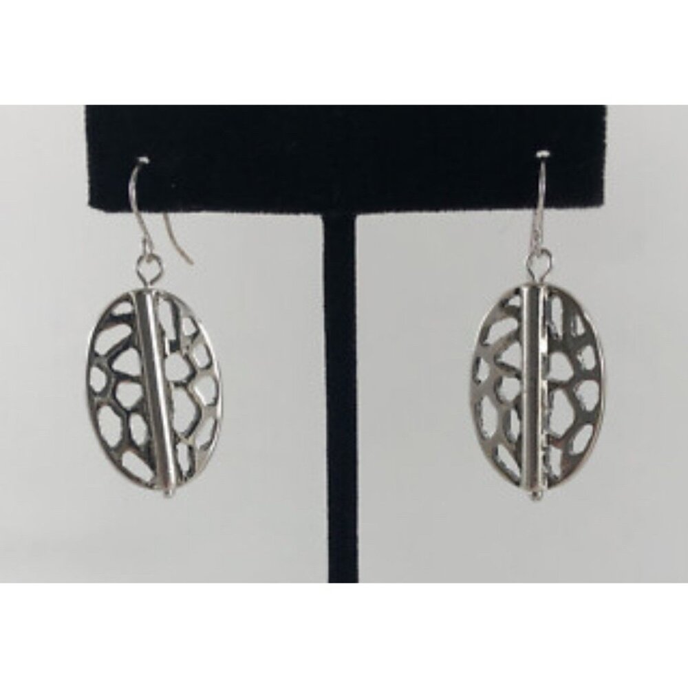 Premier Designs Nordstrom Del Monte Earrings Silvertone Oval Leaf Drop NEW